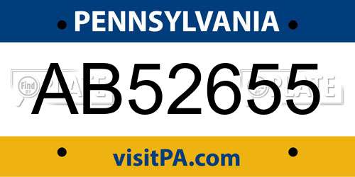 AB52655 Pennsylvania License Plate