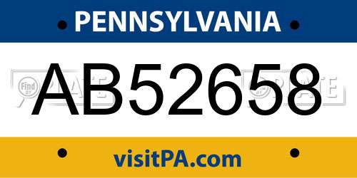 AB52658 Pennsylvania License Plate