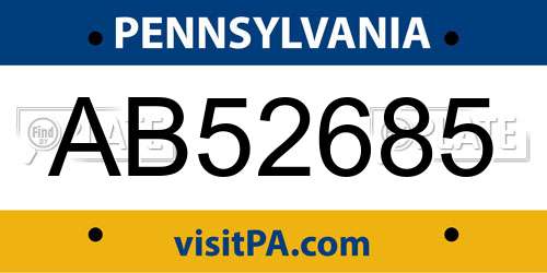 AB52685 Pennsylvania License Plate
