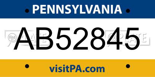 AB52845 Pennsylvania License Plate