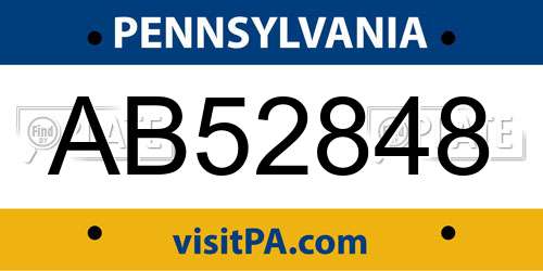 AB52848 Pennsylvania License Plate