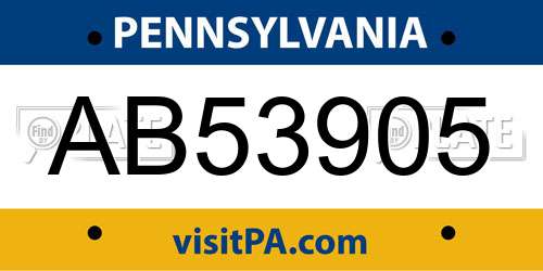 AB53905 Pennsylvania License Plate