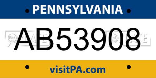 AB53908 Pennsylvania License Plate