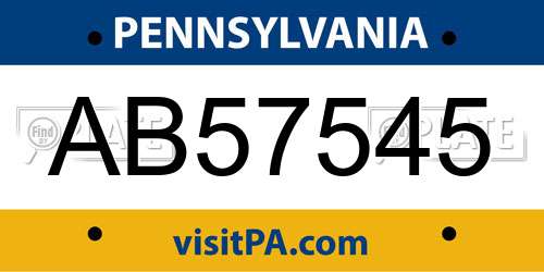 AB57545 Pennsylvania License Plate