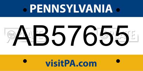 AB57655 Pennsylvania License Plate