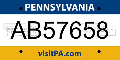 AB57658 Pennsylvania License Plate