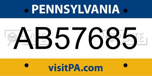 AB57685 Pennsylvania License Plate