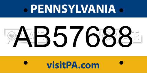AB57688 Pennsylvania License Plate