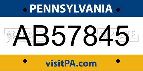 AB57845 Pennsylvania License Plate