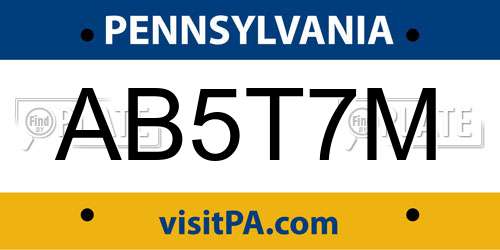 AB5T7M Pennsylvania License Plate