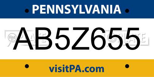 AB5Z655 Pennsylvania License Plate