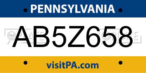 AB5Z658 Pennsylvania License Plate