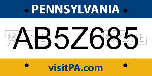 AB5Z685 Pennsylvania License Plate