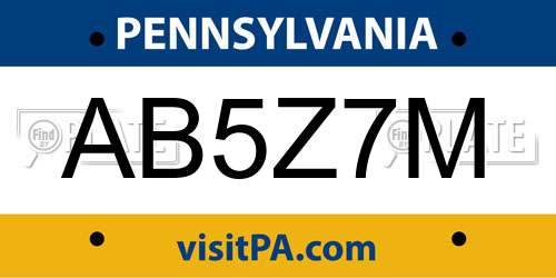 AB5Z7M Pennsylvania License Plate