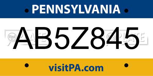 AB5Z845 Pennsylvania License Plate