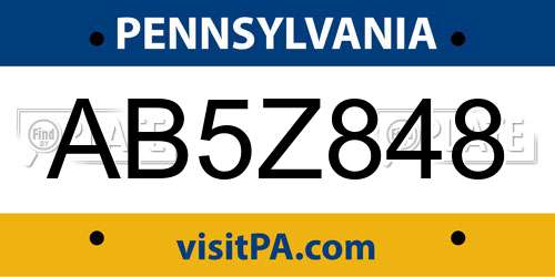 AB5Z848 Pennsylvania License Plate