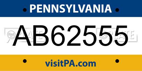 AB62555 Pennsylvania License Plate