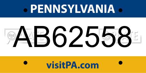 AB62558 Pennsylvania License Plate