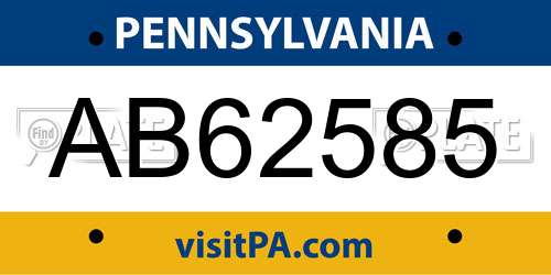 AB62585 Pennsylvania License Plate