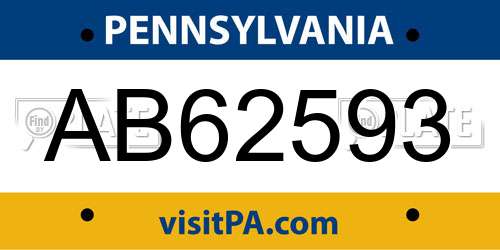 AB62593 Pennsylvania License Plate