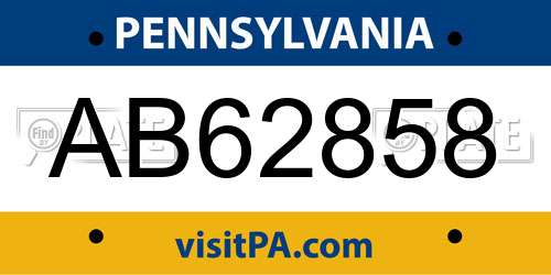 AB62858 Pennsylvania License Plate