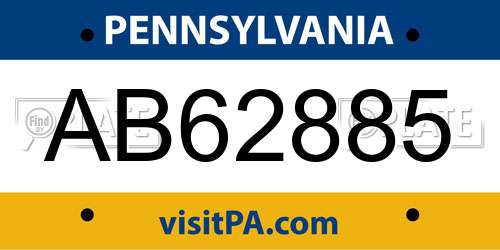 AB62885 Pennsylvania License Plate