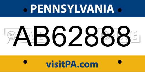 AB62888 Pennsylvania License Plate