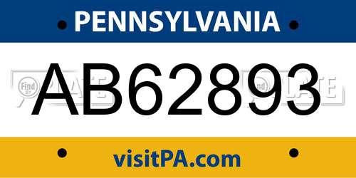 AB62893 Pennsylvania License Plate