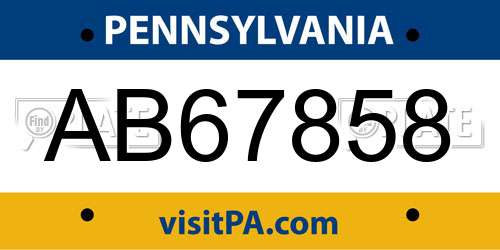 AB67858 Pennsylvania License Plate