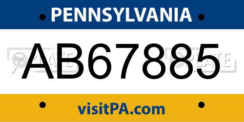 AB67885 Pennsylvania License Plate