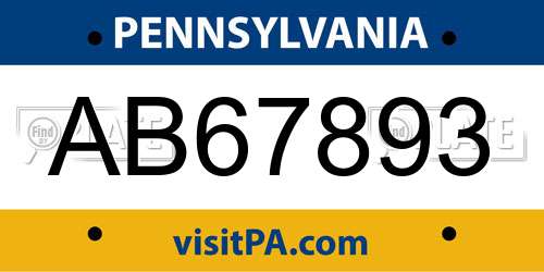 AB67893 Pennsylvania License Plate