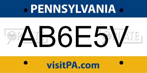 AB6E5V Pennsylvania License Plate