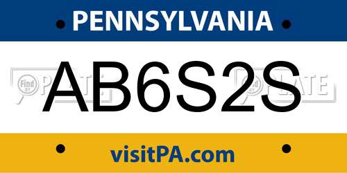 AB6S2S Pennsylvania License Plate