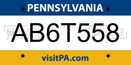 AB6T558 Pennsylvania License Plate
