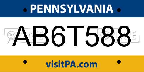 AB6T588 Pennsylvania License Plate