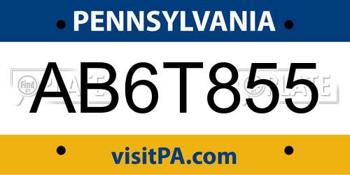 AB6T855 Pennsylvania License Plate