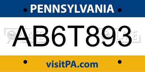 AB6T893 Pennsylvania License Plate