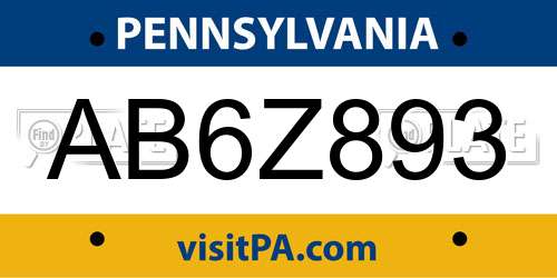AB6Z893 Pennsylvania License Plate