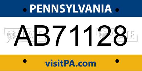 AB71128 Pennsylvania License Plate