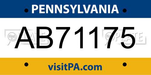 AB71175 Pennsylvania License Plate