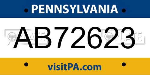 AB72623 Pennsylvania License Plate