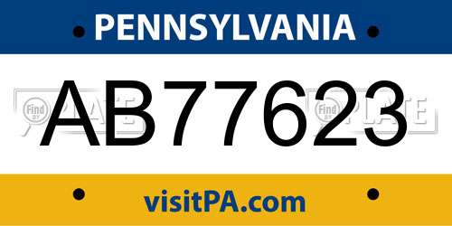 AB77623 Pennsylvania License Plate