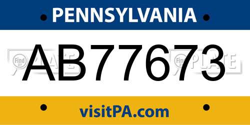 AB77673 Pennsylvania License Plate
