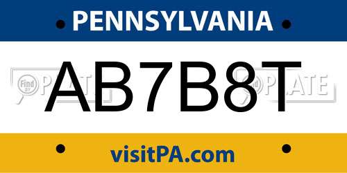AB7B8T Pennsylvania License Plate