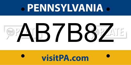 AB7B8Z Pennsylvania License Plate