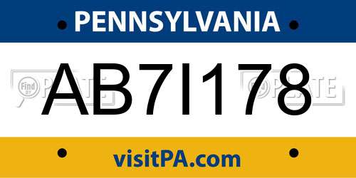 AB7I178 Pennsylvania License Plate