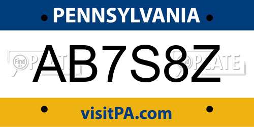 AB7S8Z Pennsylvania License Plate