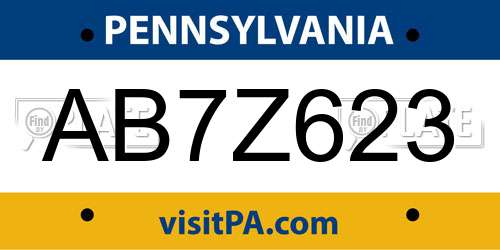 AB7Z623 Pennsylvania License Plate