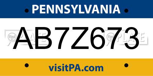AB7Z673 Pennsylvania License Plate