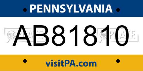 AB81810 Pennsylvania License Plate